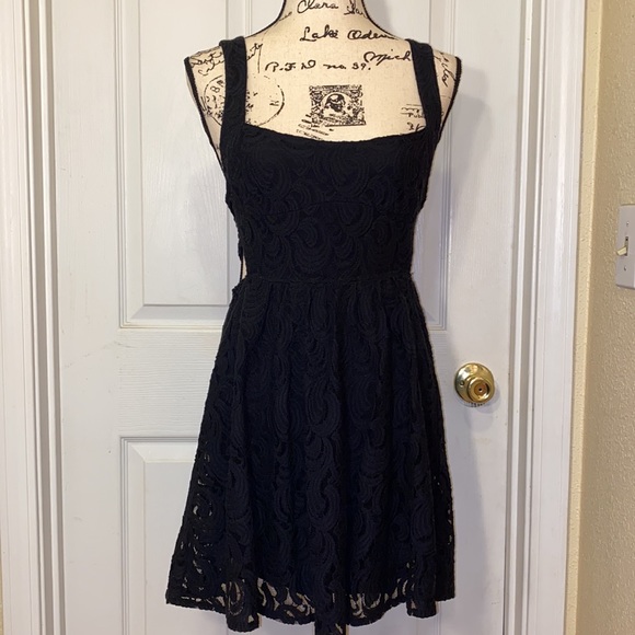 Free People backless Black Lace Dress - Picture 2 of 12